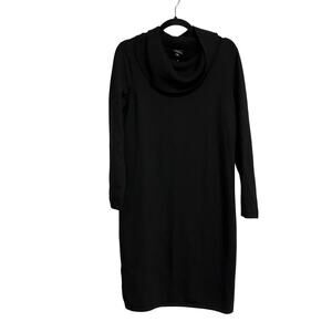 Talbots Sweater Dress Long Sleeve‎ Cowl Neck Merino Wool Blend Black SIze Medium